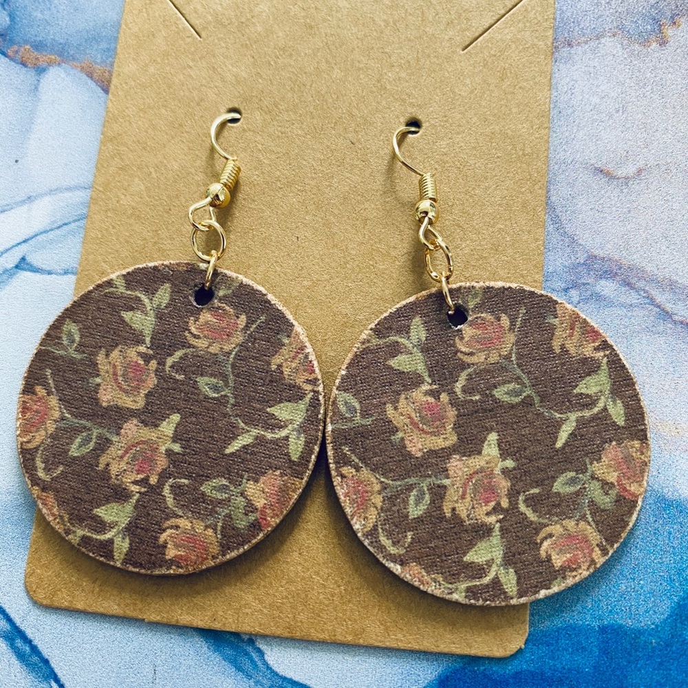 Handmade wood and paper earrings